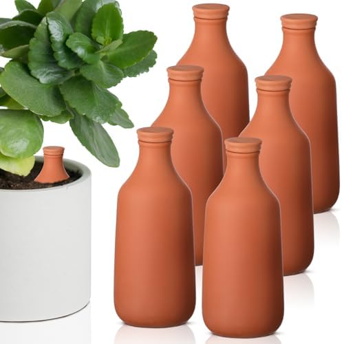DoubleFill Ollas Terracotta Watering Pots, 24 oz, 6 Pcs by DoubleFill