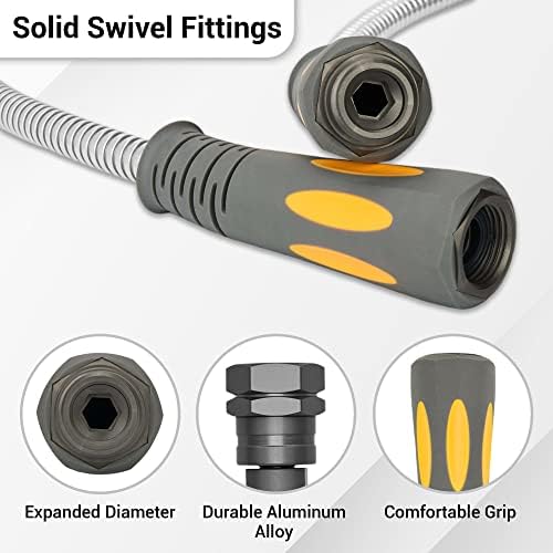TheFitLife Flexible Metal Garden Hose - 50 FT Lightweight Stainless Steel Water Hose with Solid Fittings and Sprayer Nozzle - Leak Proof, Kink Free, Anti-rust, Large Diameter, Durable and Easy Storage - Image 3