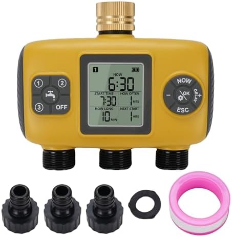 Asixxsix Sprinkler Timer, 3 Zone Independent Programmable with Rain Delay Automatic Watering System, Garden Hose Timer with 3 4in Brass Inlet for Garden Irrigation - Image 6