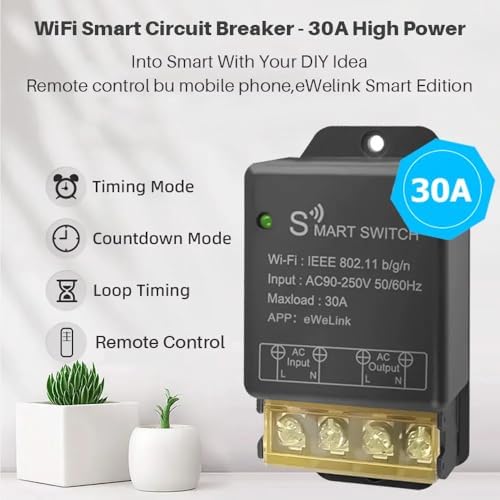 Ewelink 30A Hight Power WiFi Smart Switch 110V/120V/240V, APP Remote with Timer, Wireless DIY Mode for Home Automation, Compatible with Alexa & Google Home(2 pcs) - Image 6