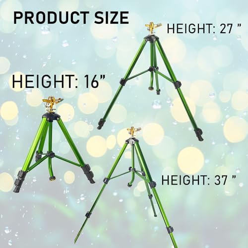 Impact Sprinkler on Tripod Base, Heavy Duty Adjustable Zinc Sprinkler Head for Lawn Yard Garden, 360 Degree Large Area Irrigation, 3/4" Connector Extension Legs Flip Locks, 2 Pack - Image 2