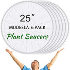 DoubleFill 6 Pcs 25 Inch Plant Saucer Clear Plastic Round Large Trays by DoubleFill
