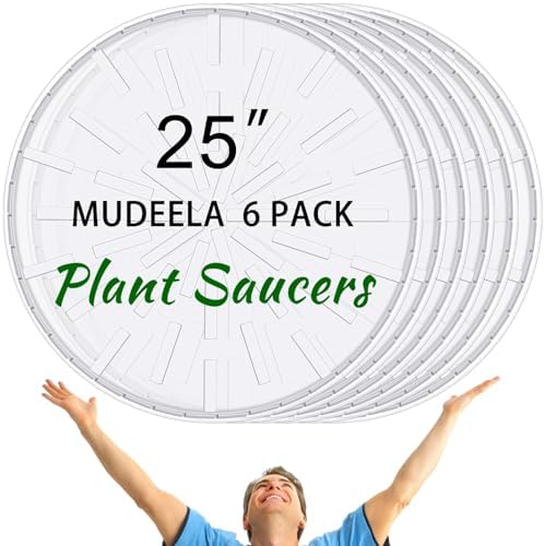 DoubleFill 6 Pcs 25 Inch Plant Saucer Clear Plastic Round Large Trays by DoubleFill