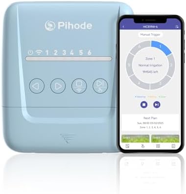 6 Zone Smart Sprinkler Controller with Local Weather Intelligence and Atmosphere Lights, Automated Watering and App Control WiFi Irrigation System, Save Water Through Rain Skip by Pihode
