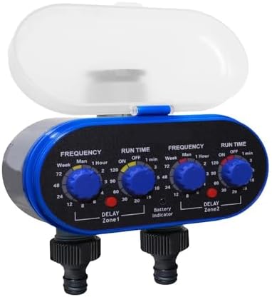 NURII Ball Valve Electronic Two Outlet Four Dials Water Timer, with Rain Sensor Hole Garden Irrigation System for Garden, Yard by Unknown