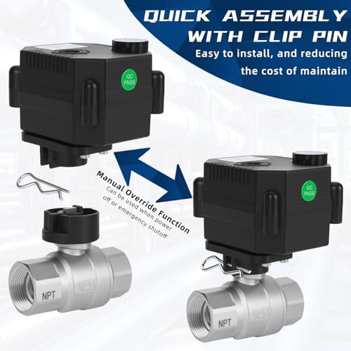 3/4" Motorized Ball Valve - 9-24V DC Electric Water Valve with Full Port, 5 Wire Automatic Ball Valve, Stainless Steel with Manual Function, NSF Certified, IP67 - Image 3
