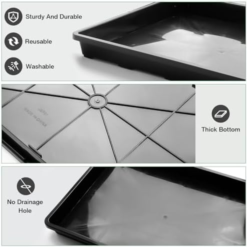 RooTrimmer 10 Pack Nursery Pots Trays (17"x11"x2"), Plastic Flat Seed Starter Trays, Durable Carrying Seedling Starter Tray, Reusable Tray for Planting and Collecting Drainage Water (Black) - Image 4