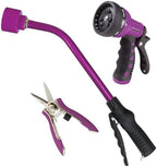 DRAMM 50036 Watering and Tool Set in Green Includes 16-Inch Touch 'N Flow Pro Rain Wand, 9-Pattern Revolver Spray Gun, and Compact Shear, Purple by DRAMM