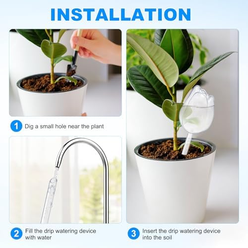 M METERXITY 4-Pack Plant Watering Globes, 9.4 Inch Plastic Self Watering Planter Insert for Indoor/Outdoor Plants, Self Water Devices [Transparent/Purple] - Image 5