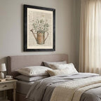 Framed Canvas Wall Art Vintage Mixed Media Watering Can Daisies Muted Watercolor on Newspaper Canvas Print Poster Black Frame Wall Decor for Living Room Cottagecore Art, Rustic Decor - 16x20 Inch - Image 6
