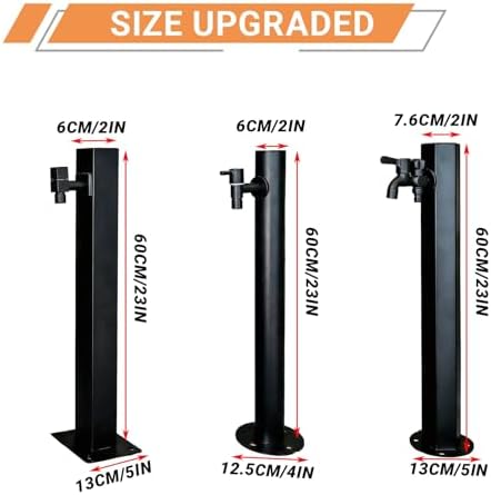 Freestanding Black Stainless Steel Outdoor Anti-Freeze Water Hydrant Hose Stand with Faucet for Irrigation - Durable Vertical Design for Garden Use (Round Pile, G) - Image 2