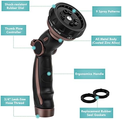 RESTMO Watering Wand Heavy Duty, Metal Water Hose Sprayer for Garden, High Pressure | Thumb Flow Control | On/Off Valve, Ideal for Outdoor Lawn & Plant Watering, Car & Pet Washing - Image 6