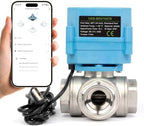 U.S. Solid 3/4 inch NPT WiFi Smart Motorized Ball Valve, NSF Certified Stainless Steel 3-Way 4-Position Electric Valve for Drinking Water, HVAC, Solar Bypass; USB Powered with LED Flow Window by USSolid