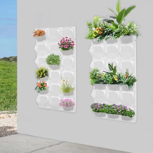 36 Pots Vertical Garden Planter Self Watering Vertical Wall Planter Wall-Mounted Stackable Hanging Planters for Indoor/Outdoor (White) - Image 3
