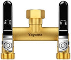2-Way Garden Hose Splitter, Heavy-Duty Brass, 3/4" GHT, Black by Yayamz