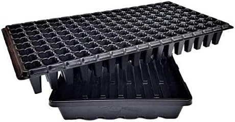 Bootstrap Farmer 128 Cell Tray Combo with 1020 Trays No Holes Black 5-Pack by BootstrapFarmer