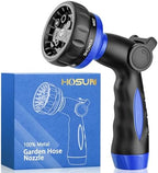 HOSUN Heavy Duty Garden Hose Nozzle Metal, 7 Spray Modes Thumb Control Blue by HOSUN