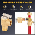 Tankless Water Heater Service Valve Kit, 3/4 Inch IPS Isolator Set with Pressure Relief Valve, Hot & Cold Shut-Off Valves, Lead-Free Premium Brass, Compatible with Rheem, Rinnai, Navien - Image 3