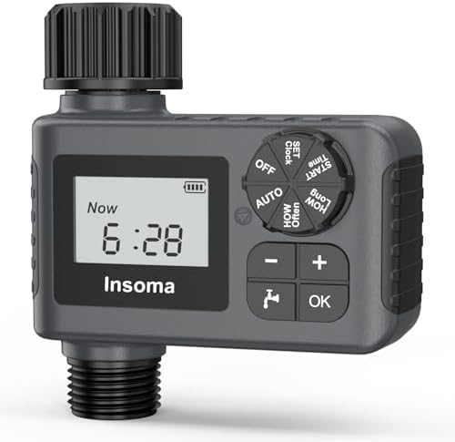 Sprinkler Timer, Digital Irrigation Controller System with Rain Delay/Manual Mode/Automatic, Programmable Hose Timers for Outdoor Garden Yard Lawn by Insoma