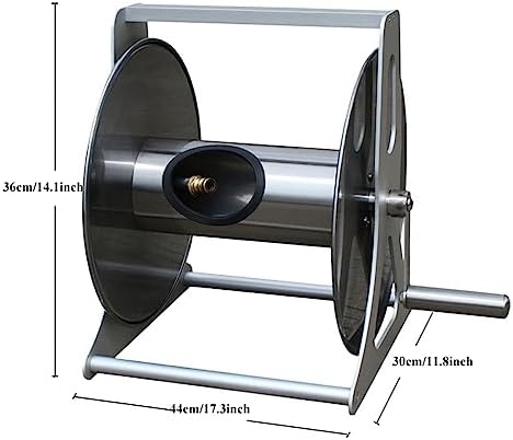 Water Pipe Storage Rack Heavy Duty Stainless Steel Hose Reel, Garden Washer Hose Reel with Mounting Bracket, Holds 40m/130Feet 1/2inch Hose, Wall Mounted or Floor Standing Hose Holder Stand - Image 2