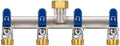 4-Way Garden Hose Splitter, Heavy-Duty Brass, 3/4" GHT, Blue by Yayamz