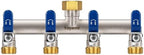 4-Way Garden Hose Splitter, Heavy-Duty Brass, 3/4" GHT, Blue by Yayamz