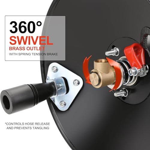 Manual Hose Reel, Suitable for 100FT Air Compressor Hose with 1/4’’ NPT Threads - Image 5