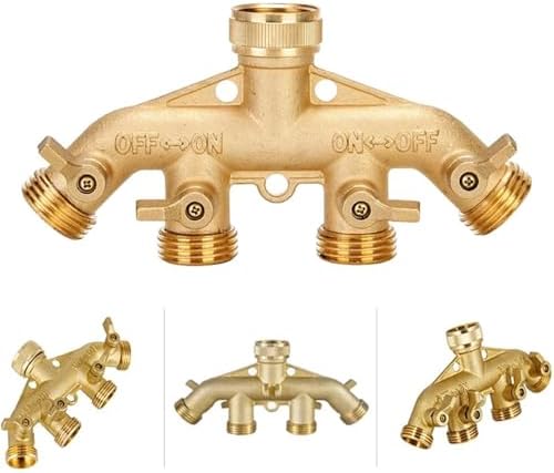 3/4 Inch 2/4-Way Brass Garden Hose Splitter Garden Tap Y-Type Watering Connector Distributor for Outdoor Faucet(YtypeUSA) - Image 3
