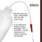 EISCO Wash Bottle, 1000ml - Polyethylene - Translucent, Unbreakable - Screw Cap with Flexible Delivery Tube for Dispensing Liquid - Includes Tube Cap (Pack of 2) - Image 6