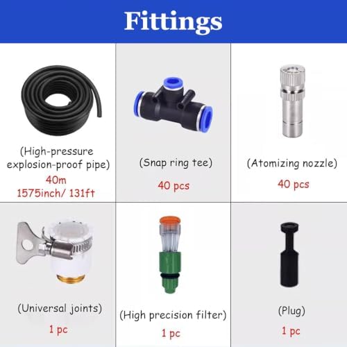 Dust Control Mist System for Construction, Brass Nozzle & PE Hose Cooling Drip Irrigation Kit for Warehouse, Workshop & Farm - Effective Dust Suppression & Temperature Control - Image 2