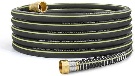 Flexible Rubber Garden Hose 50ft, 5/8" Hybrid Rubber Hose Heavy Duty by Wurzberge
