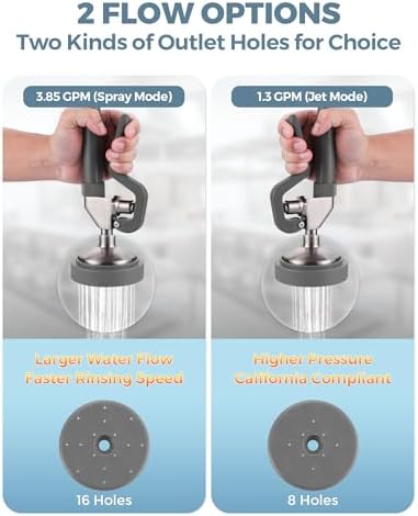 Commercial Pre Rinse Sprayer Head: 7/8"-20UNEF Handle Grip Assembly Pre Rinse Sprayer with - 1.3/3.85 GPM High Pressure Spray Head - Sink Faucet Replacement Part - Gray and Brushed Nickel - Image 2