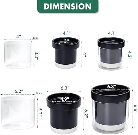 Phoenix Vine 6 Inch 4 Inch Self Watering Terracotta Planter, Black Terracotta Clay Pot with Glass Reservoir for Indoor Plants, Herbs, Flowers, 52-C-G-46 - Image 2