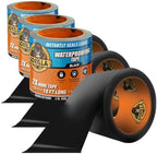 GORILLA Waterproof Patch & Seal Tape, Black Tape, 4" x 10' (Pack of 3) - Permanent Weather Resistant Seal for Leaks and Repairs by Gorilla
