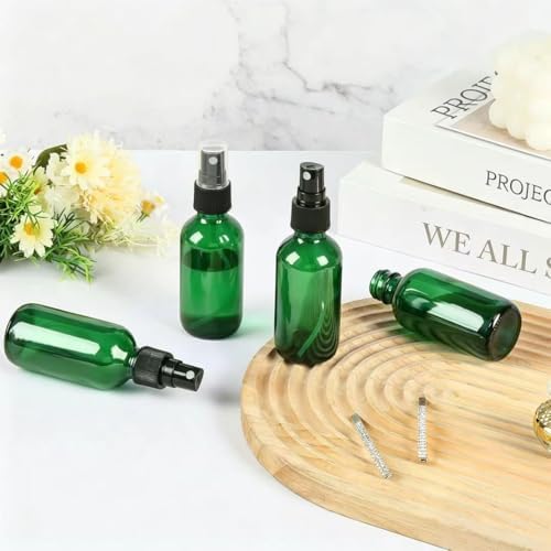 24 Pack Glass Spray Bottles, 4oz/120ml Empty Glass Spray Bottles with Fine Mist, Small Leak Proof Travel Dispenser Bottles for Essential Oils, Bath, Beauty, Hair & Cleaning (Green) - Image 6