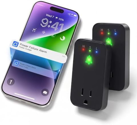 Power Failure Alarm WiFi, 2 Pack Smart Freezer Alarm, Free App Notification by POPFIRST