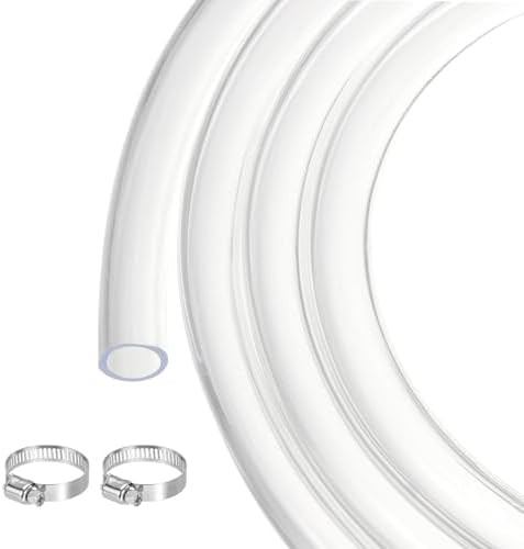 MECCANIXITY Clear PVC Tubing 5/8" ID Plastic PVC Tube Flexible Water Hose 25ft for Industrial Tubing, Aquariums, Pump, 15.9mm x 20.6mm, with 2pcs Clamps by MECCANIXITY