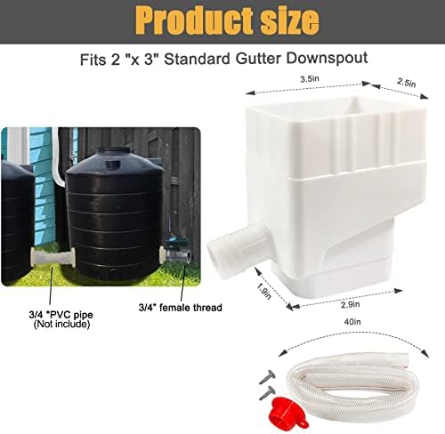 Perfsign Prevent Overflow Rainwater Collection System,Downspout Diverter,Rain Water Catching System,Rain Barrel Spigot kit,Rain Barrel Diverter kit,Downspout Adapter,Roof Rain Diverter Connection Kit - Image 6