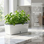 2 Pack Rectangular Planter 17 x 4.5 in Self Watering Planter Window Sill Planters Indoor Rectangle Planter Self Watering Pots Plastic Plant pots with Drainage Holes White Flower Pot Indoor - Image 2