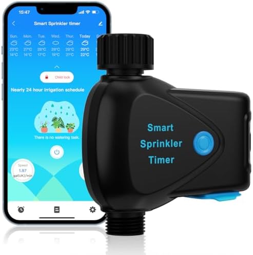 Water Timer for Garden Hose, WiFi Smart Sprinkler Timer, Water Flow Meter by SmartGarden
