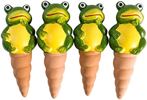 4pcs Frog Watering Globes Spikes Terracotta Automatic Waterer Irrigation Drippers for Pots Plant Automatic Stakes by Unknown