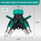 2 Way Hose Splitter for Garden Hose, Dual Outlet Water Hose Connector 3/4 Inch GHT - Image 2