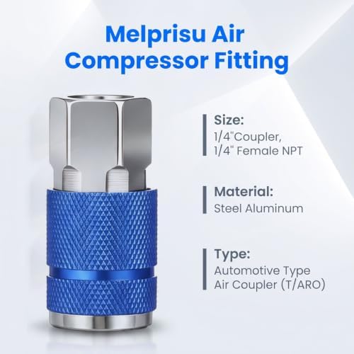 14PCS Type C Air Fittings Connect, 1/4 NPT Aluminum Quick Connect Air Fittings, Automotive Airs Plug & Coupler Set Airs Hose Fitting for Airr Compressor Fitting Kit Aluminum T - Image 4