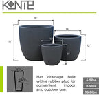 Kante Set of 3 Charcoal Concrete Bowl Round Planters for Modern Home - Image 2