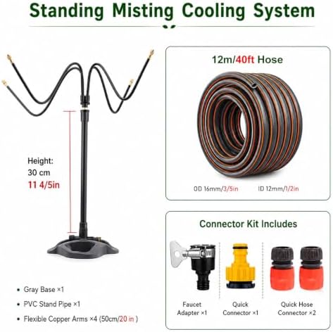40ft Cutting Misting Hose Kit for Outdoor Watering System, Adjustable Garden Sprinkler with Easy Installation, Perfect for Lawn, Patio, and Greenhouse Use - Image 2