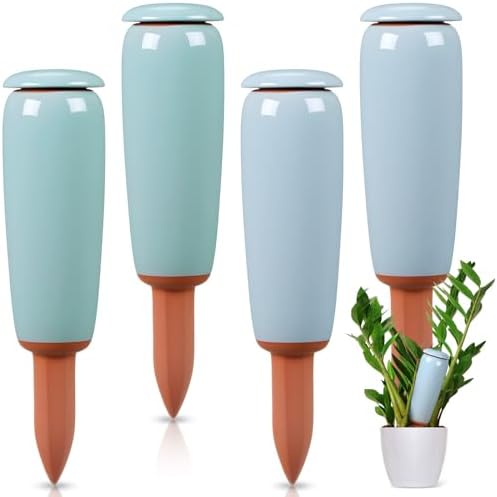 LemonRoad 4 Pack Terracotta Watering Spikes Plant Self Watering Globes Devices Large 17.5 oz Potted Plant Waterer Automatic Planter Inserts for Indoor Outdoor Plants by Unknown