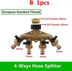 Lfang-Brass Hose Fitting 4 Way Brass Tap Adaptor Hose Valve Manifold Hose Splitter Tap Adaptors Hose End Fittings Four Channel Water Distributor, 1PC, Good wear Resistance(B) - Image 2