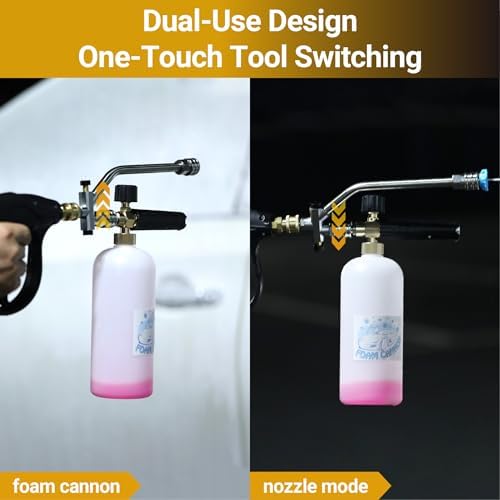 Foam Cannon Dual-Purpose Switch Spray Gun, Foam Cannon Adapter, Connector Accessory, 1/4 Inch Quick Connector, with 7 Nozzle Tips - Image 3