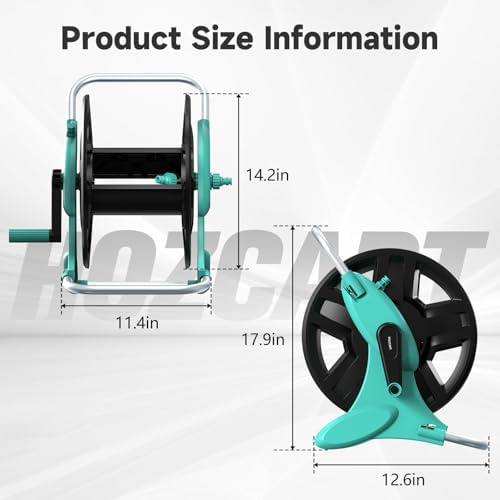 Garden Hose Reel Cart,Hose Holder Up to 50-100 Feet of 5/8" Hose,Wall Mounted Water Hose Reel,Portable Hose Reels for Outside Car Washing, Watering - Image 2