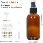 STARSIDE 24-Pack 4oz Amber Glass Spray Bottles with Fine Mist Sprayer - Image 2